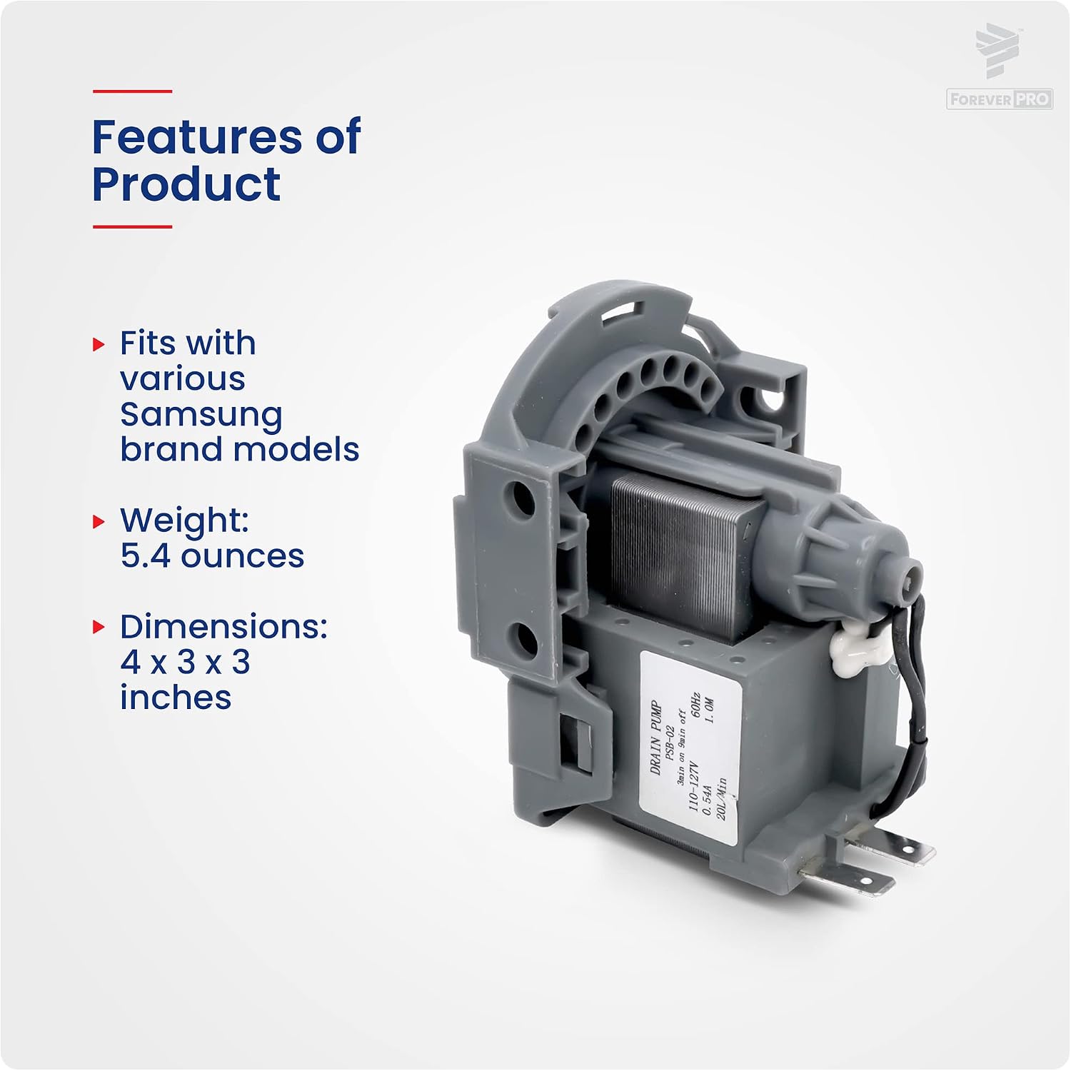 ForeverPRO DD31-00005A Drain Pump 120V60H for Samsung Refrigerator 1550731