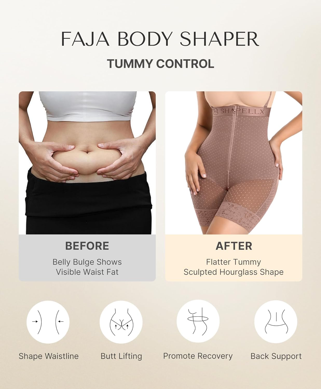 SHAPELLX Fajas Colombianas Shapewear for Women Tummy Control Plus Size Butt Lifting Bodysuit Post Partum Body Shaper - Image 4