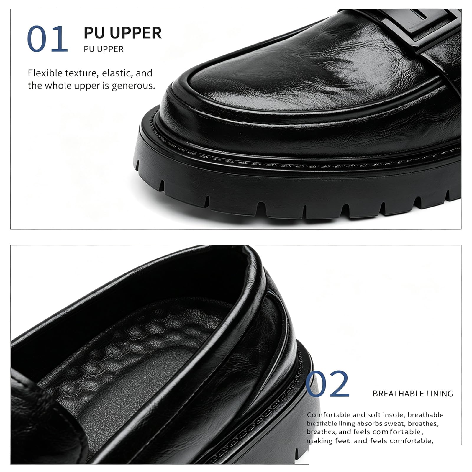 Mocassini da Uomo con Plateau Scarpe Eleganti in Pelle