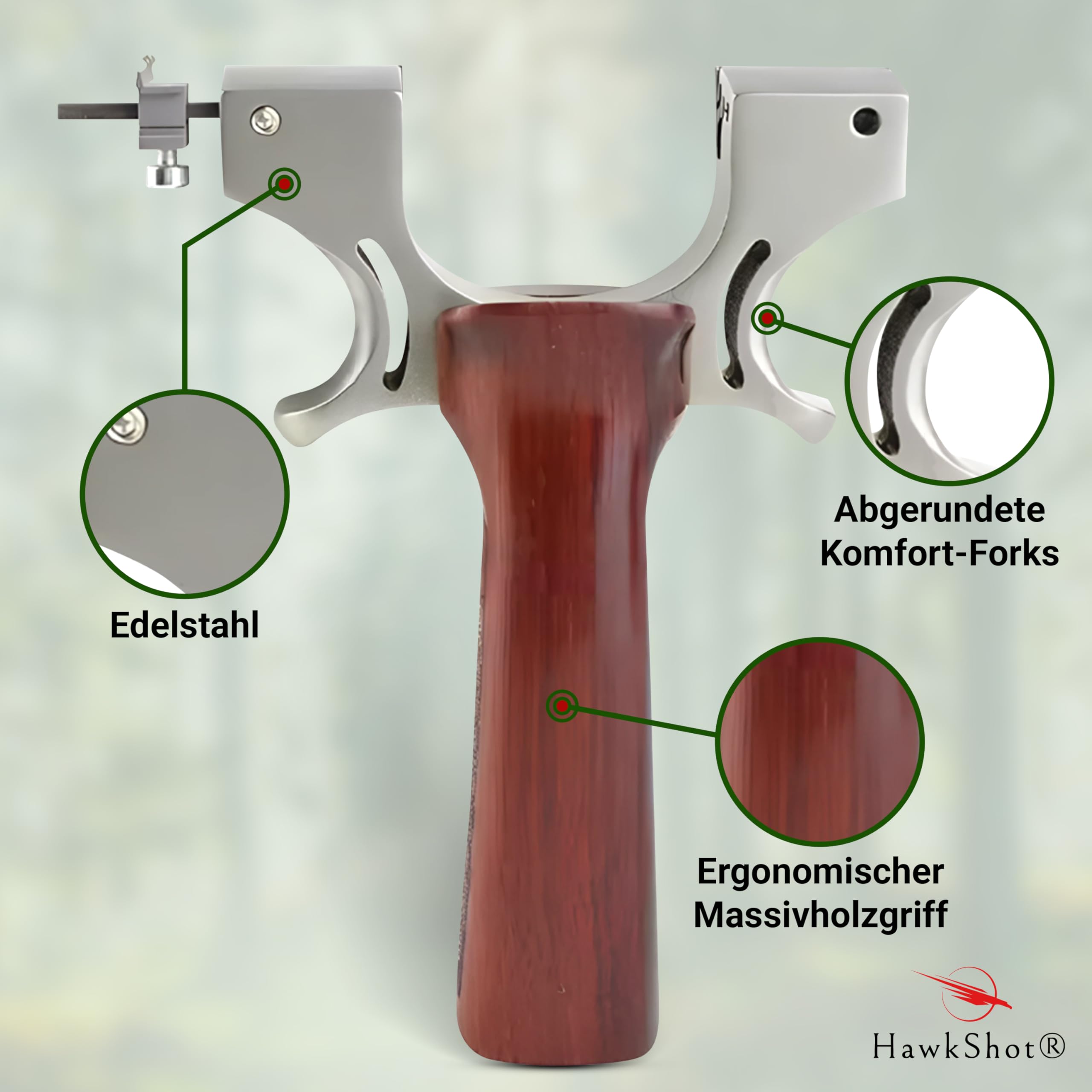 HawkShot® Profi Stahl Steinschleuder STEELVINE-PRO mit Schnellspannvorrichtung - Bundle Set - Zwille