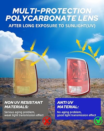 Miniatura 4 de AUTOONE - Ensamblaje de luces traseras mejorado para Dodge RAM, ensamblaje de lámpara trasera apto para 2009-2018 Dodge RAM Pickup parte trasera