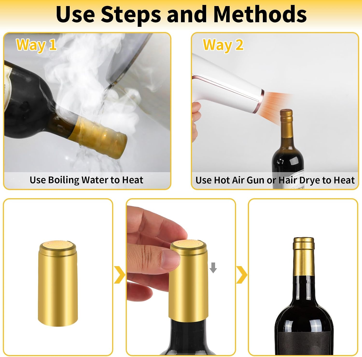PVC Heat Shrink Capsules, 120 Pieces Wine Shrink Wrap Caps