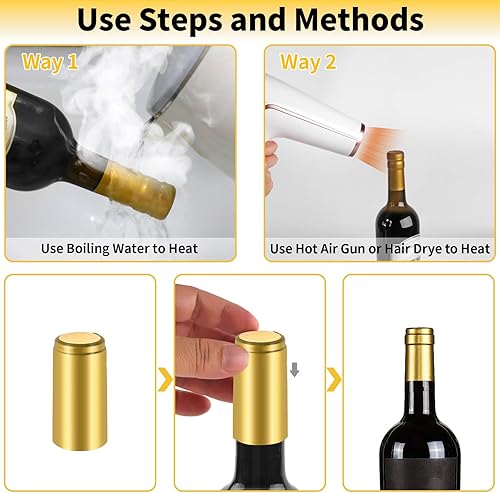Miniatura 3 de Cápsulas termorretráctiles de PVC, 120 tapas retráctiles de vino, 3 cápsulas de botellas de vino de colores, tapas retráctiles para bodegas