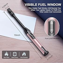 TOPKAY Torch Lighter Refillable Butane Lighter Long Flexible Neck Multipurpose Lighter for Candles Grill BBQ Fireplaces Kitchen Camping (No Prefilled)