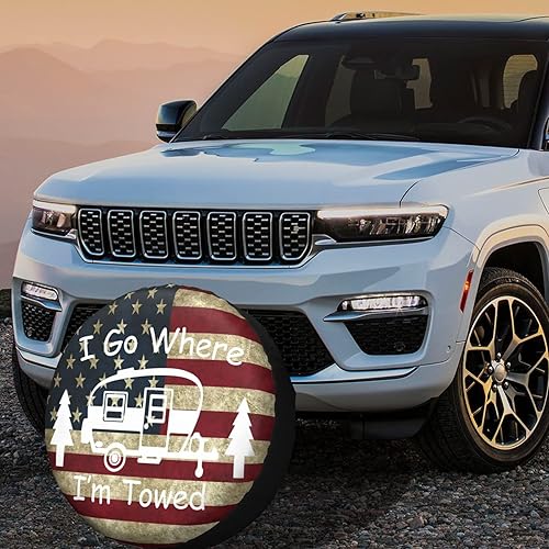 Miniatura 2 de Cubierta de llanta de repuesto para neumáticos de caravana, protectores de neumáticos para remolque, RV, SUV, camión, remolque de viaje (I Hate Pull