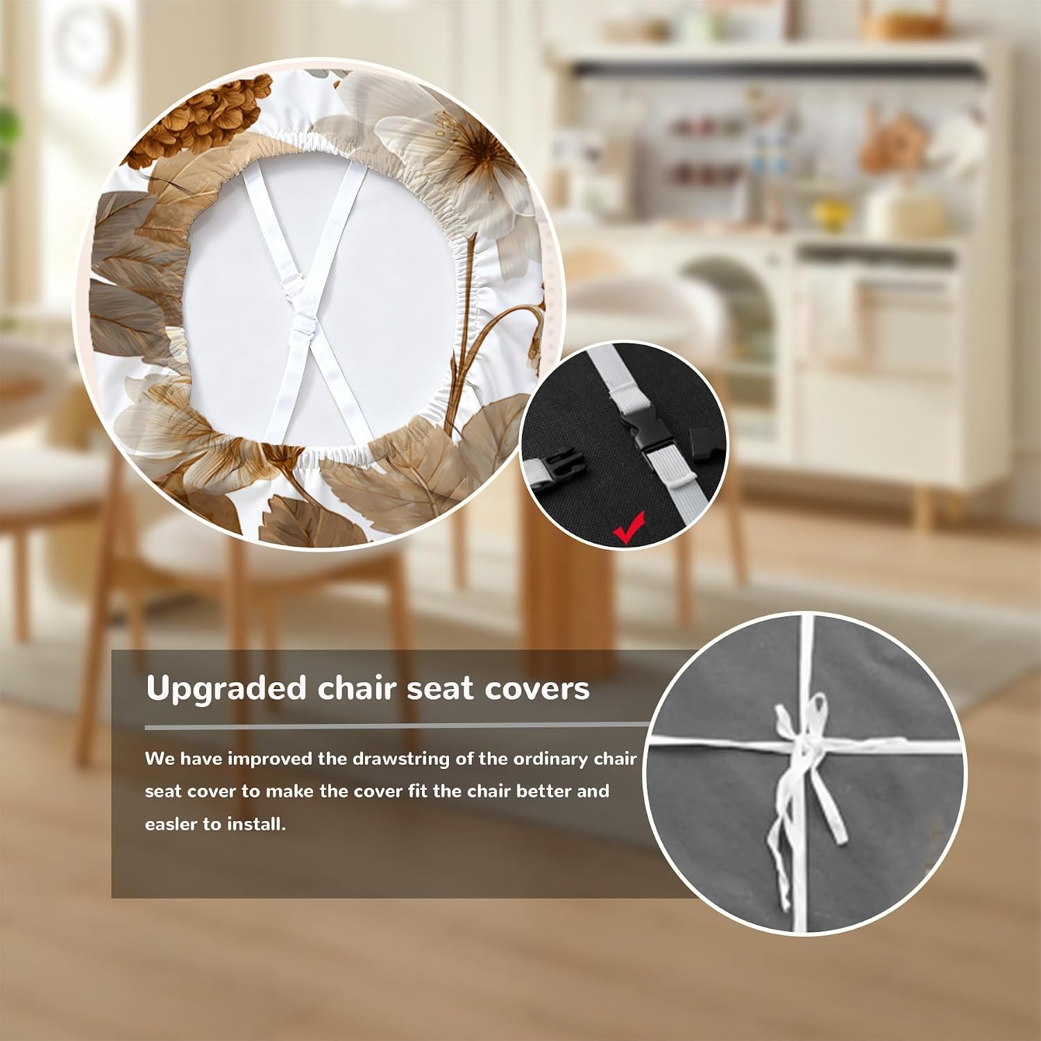 Chair Covers - Elastic Printed Dining Chair Slipcovers, Removable Washable with Elastic Band, Anti-Slip，Protective Covers for Dining Chair Cushions (Type 20, 4-Piece Set)