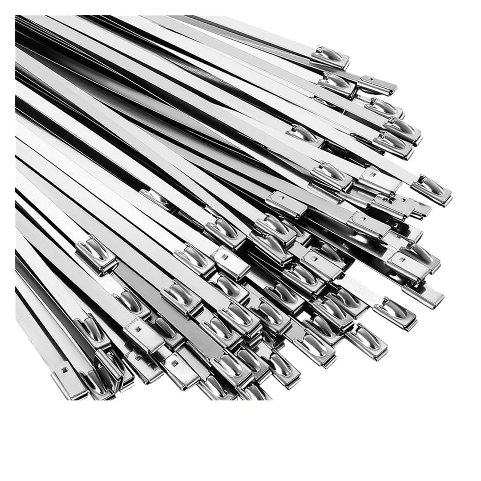 Efrjuwi Silver- 4.6X300mm Stainless Steel Black Silver Cable Ties Metal Coated Self-Locking Cables Tie Heavy Duty Fastener Organizer Zip-Exhaust Wraps(,20Pcs)