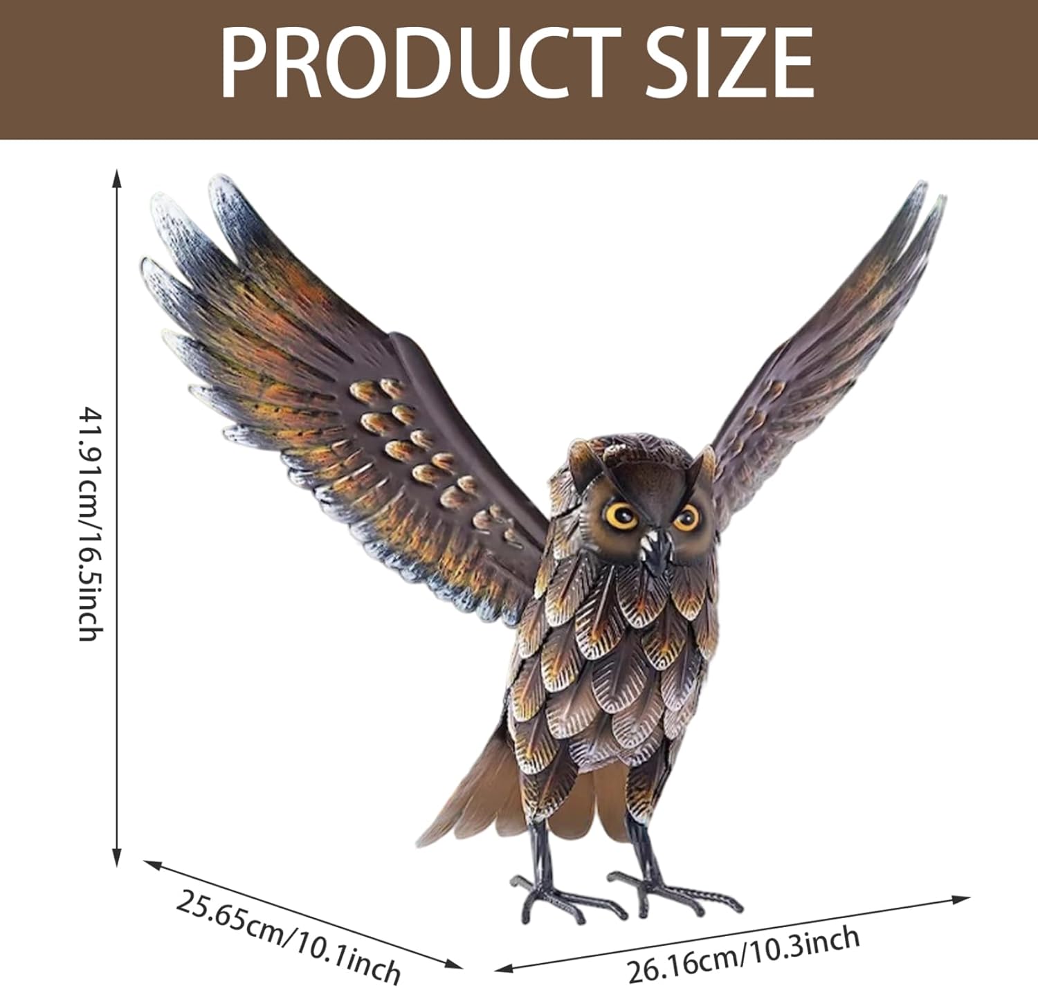 Owl Statue, Realistic Owl Sculptures Metal Yard Art Standing Metal Bird for Home, Garden, Patio, Backyard, Porch Lawn Ornament Decoration