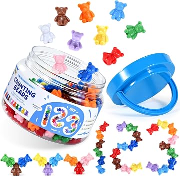 ZYFLSQ 150 PCS Counting Bears Set, 10 Color Sorting Bears Learning Toys for Preschoolers, 1 Inch Stackable Bear Counters for Kids Ages 3+, Montessori-Inspired Math Manipulatives for Classroom & Home