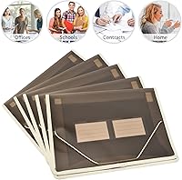 Vista 5 de Carpeta de archivos expandible organizador de documentos r con solapa y cierre de cable, bolsa de documentos transparente impermeable, expansión