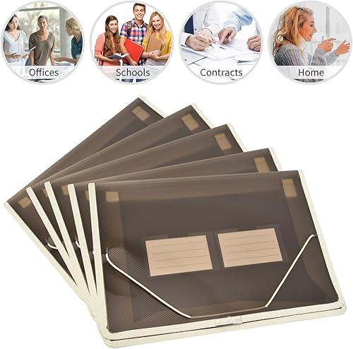 Miniatura 5 de Carpeta de archivos expandible organizador de documentos r con solapa y cierre de cable, bolsa de documentos transparente impermeable, expansión