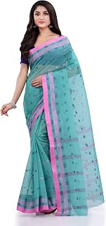 Women`s Traditional Pure Cotton Handloom Saree Chotushkone Woven Designer Without Blouse Piece 5.5 Mtr