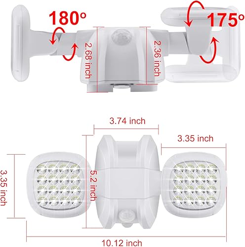 Miniatura 6 de HONWELL Luz con sensor de movimiento para exteriores, funciona con pilas, luz de inundación de seguridad exterior, inalámbrica, IP65, impermeable,