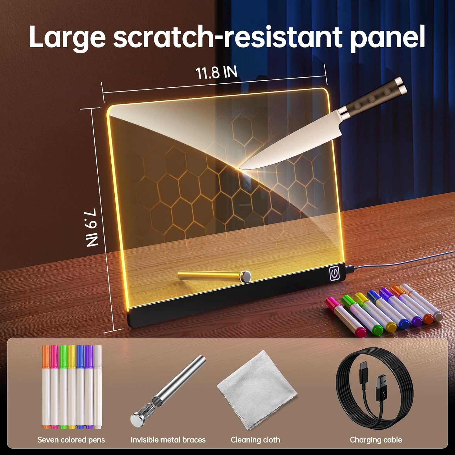 cosmody lumiboard led Drawing Board Message Board with Lights for led Note Board (11.8 * 7.9 inches) Lighted Drawing Board for Kids Gift