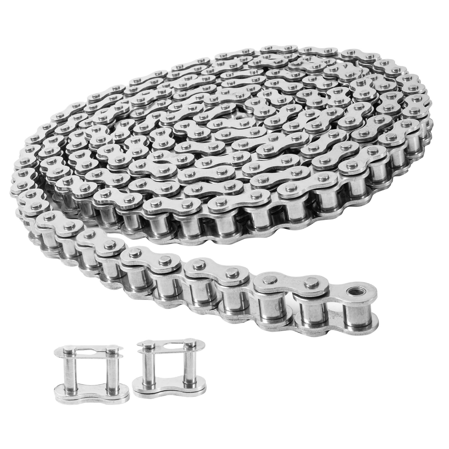 ANSI #50SS 10A Stainless Steel Roller Chain 10 Feet with 2 Master Links for Industrial Chain Driven Slide Gate Operator, Conveyor System, Elevator Lifts, Agricultural and Industrial Machinery