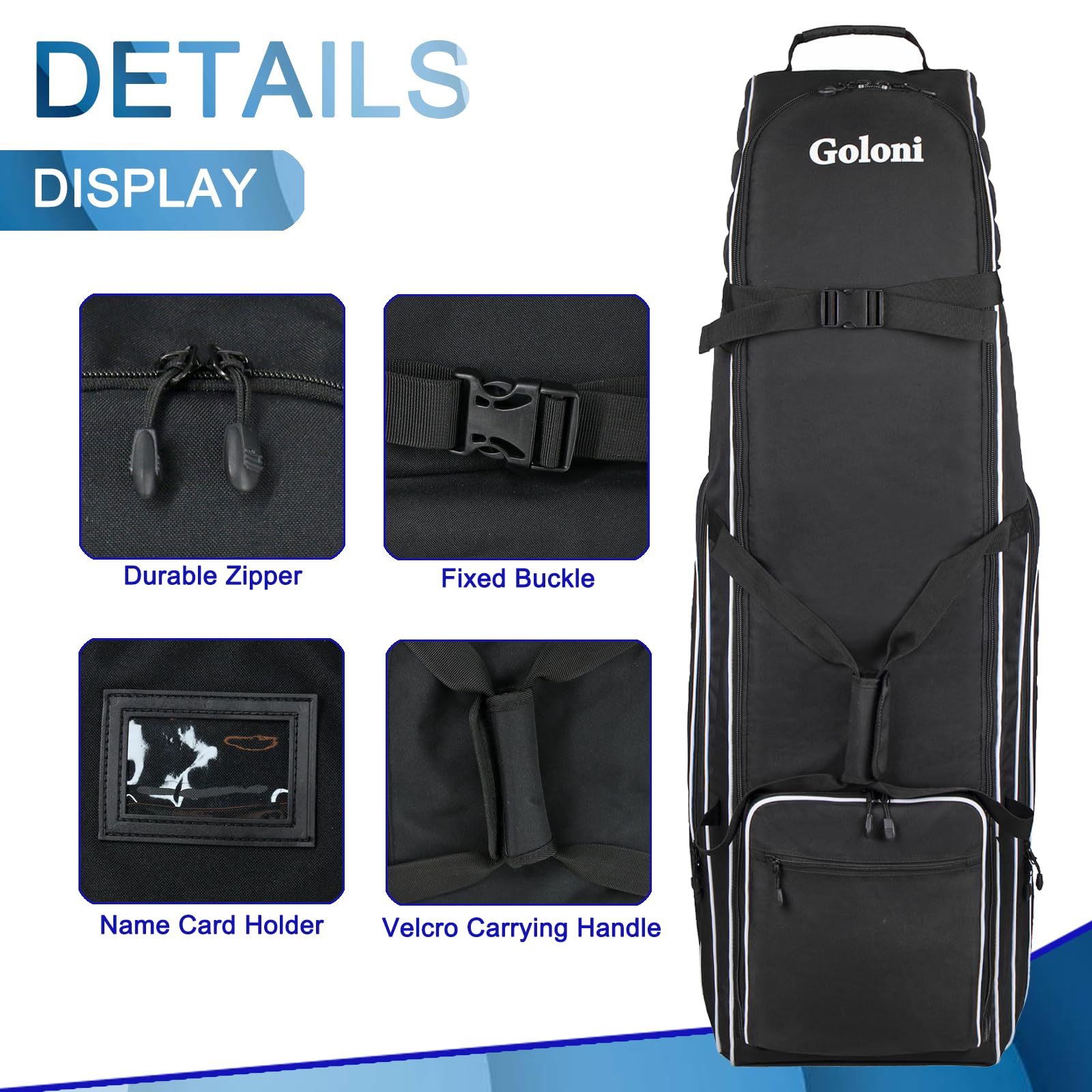 Goloni Golf Travel Bag with Wheels,Travel Golf Bags for Airlines,600D Wear-Resistant Oxford Fabric Golf Travel Case with Adjustable Support Rod
