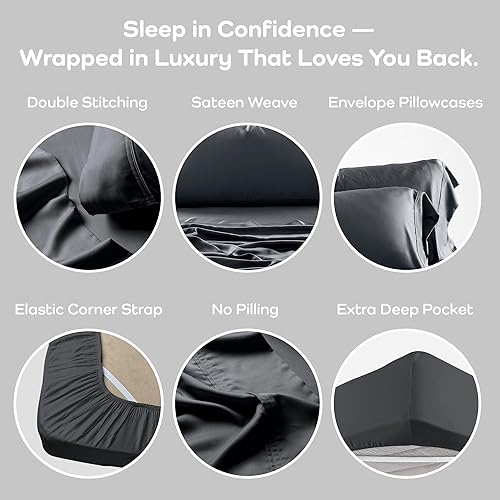 Miniatura 4 de Olive + Crate - Juego de sábanas y fundas de almohada frescas de eucalipto, tamaño individual XL, 100% fibra Tencel certificada de Austria, ropa de