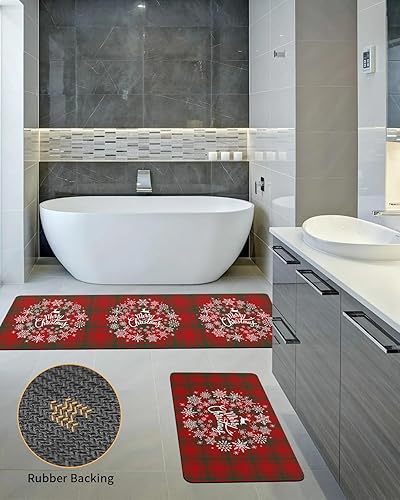 Miniatura 5 de Tapete de baño con copos de nieve para bañera, antideslizante, de secado rápido y absorbente, tierra de diatomeas, fregadero, dormitorio, cocina,