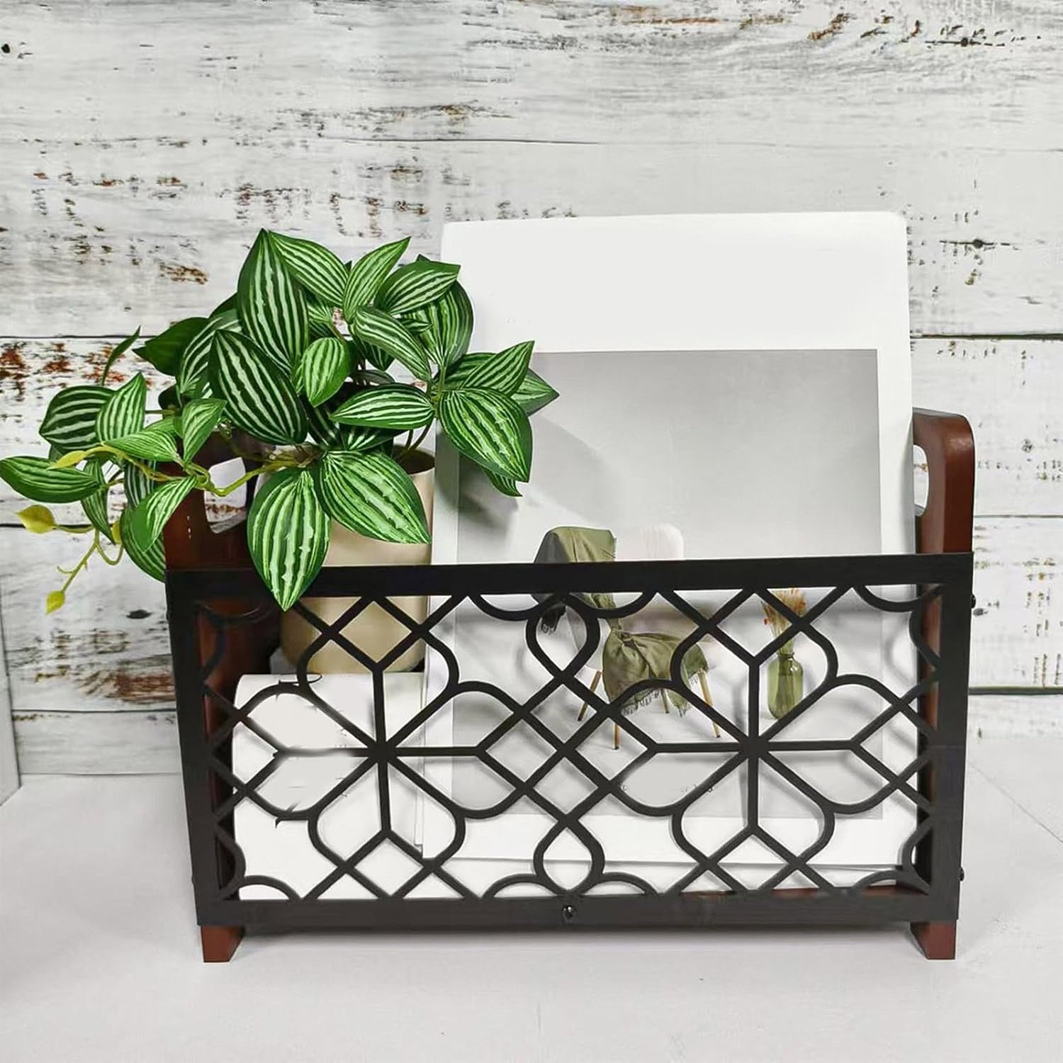 Vertical Space Efficient Floor Standing Organiser for Books and Magazines Wooden Multifunctional Newspaper Basket Newspapers Storage