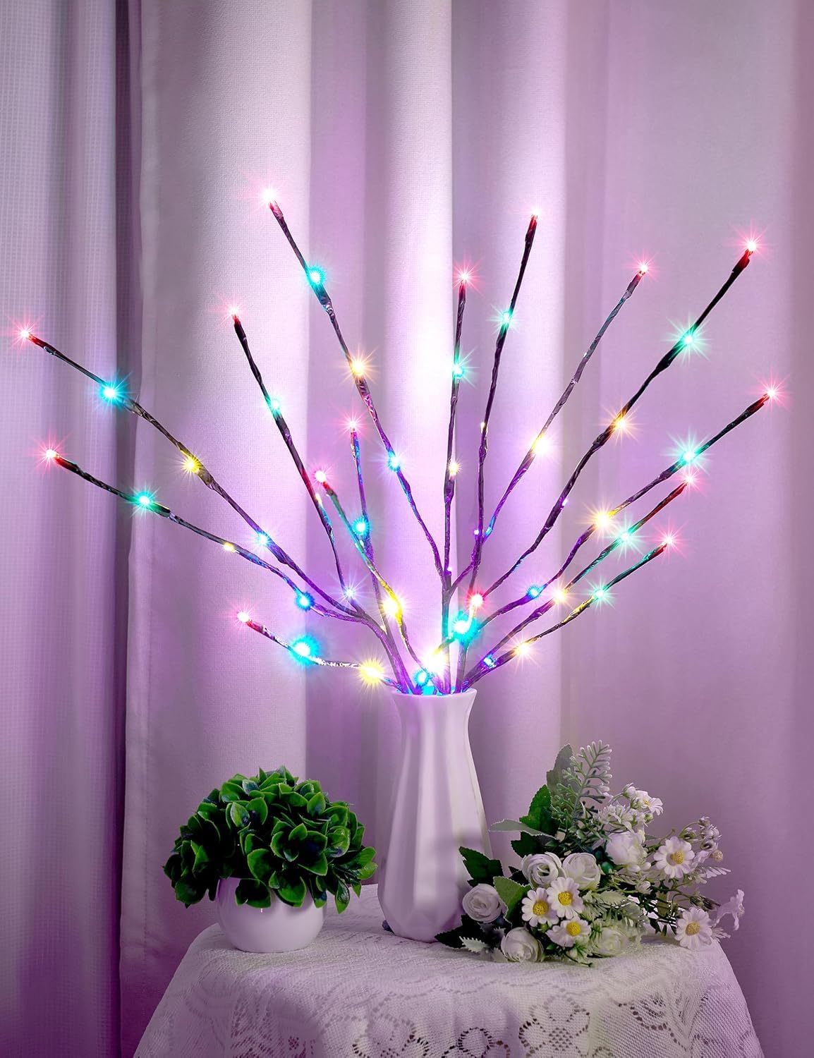DK177 4 Pack Multicolor Light LED Lighted Branches Battery Operated Lights