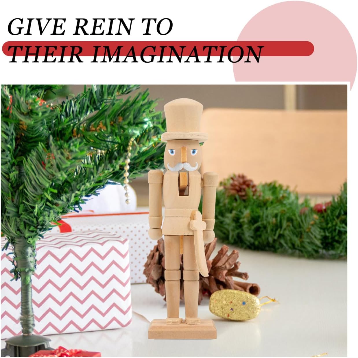 Didiseaon 3 Pcs Unfinished Wooden Nutcracker Christmas Paintable Nutcracker Figures Unpainted Soldier Ornament for Xmas DIY Craft Christmas Decor