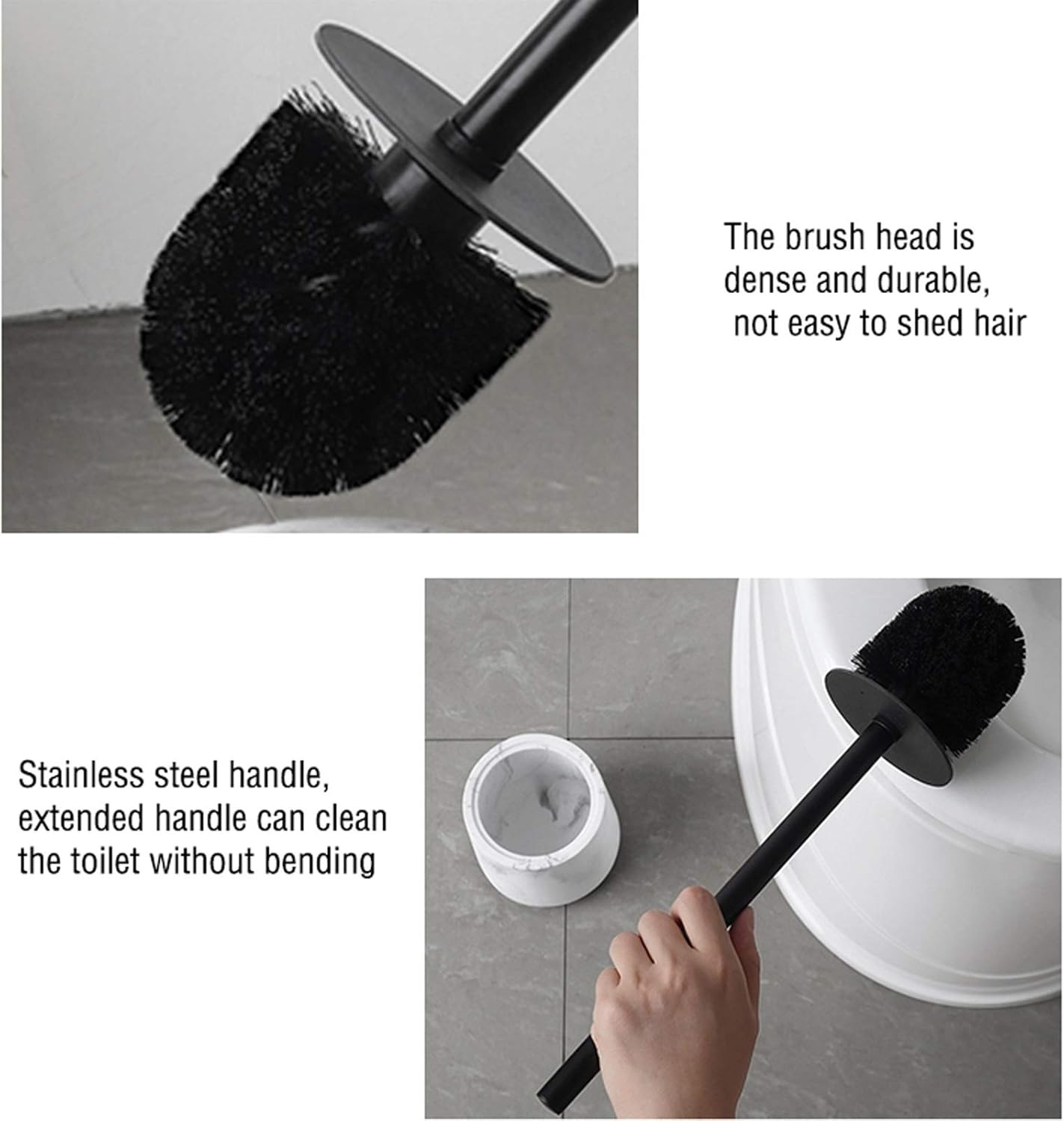 Toilet Brush Holder Resin Toilet Brush Set with Base and Lid Compact Design Does Not Take Up Space and Suitable for Toilet Brush in Any Style of Room Toilet Brush Holders