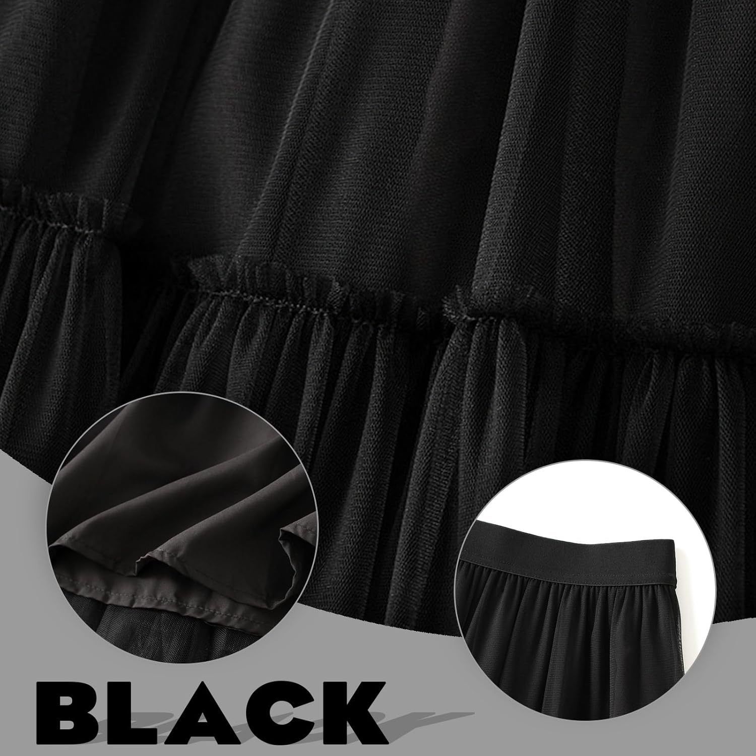 Tulle Skirts for Women Long Length Tutu Fairy Tiered Skirt A Line Mesh Elastic Waist Skirts - Image 5