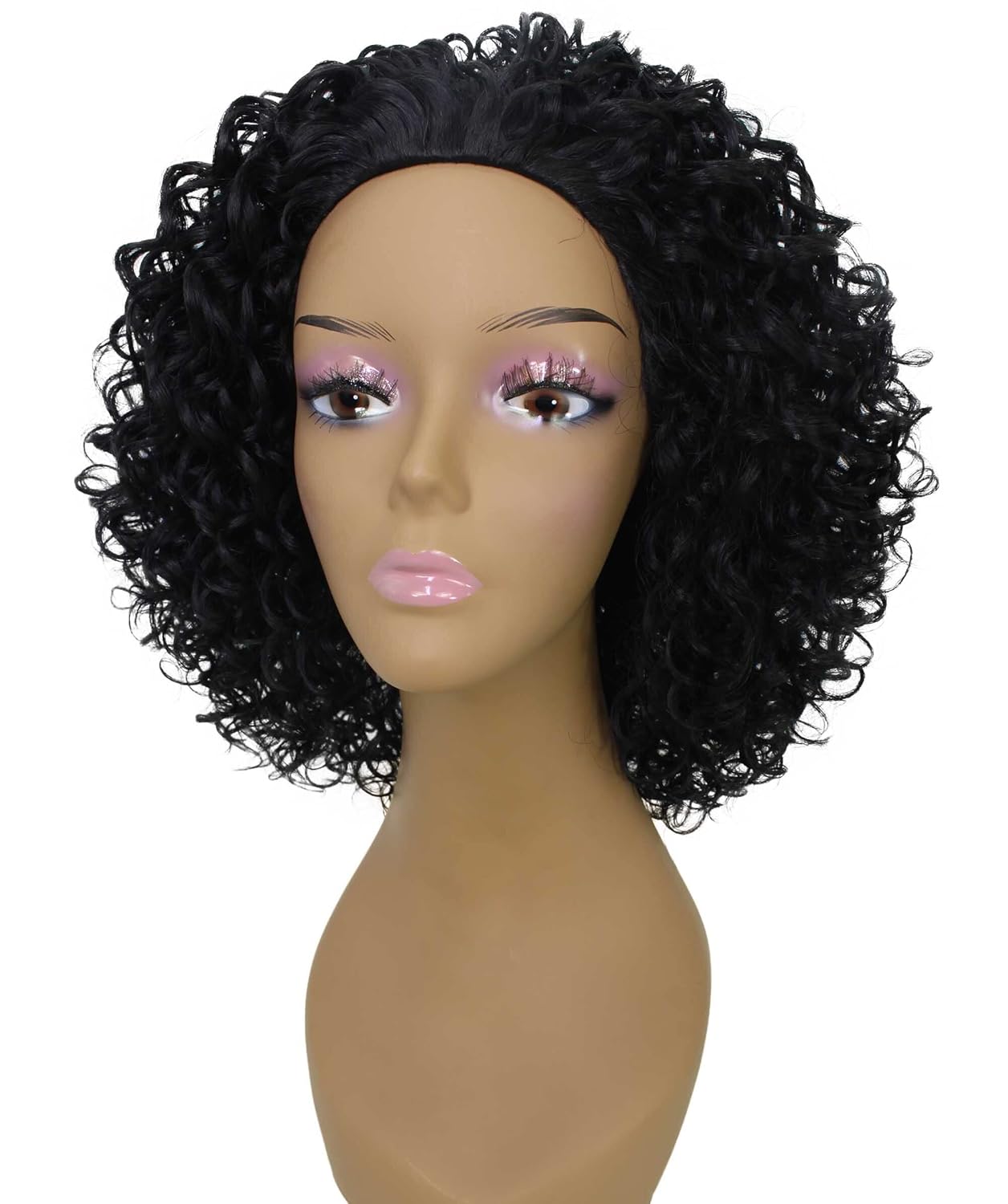 LUXLUXE Vale Curly Layered 13.5 in Long Half Wig No Lace Wig, Heat Resistant Fibers, 16+ Shades of Natural, Dip Dyed, & Blended Colors
