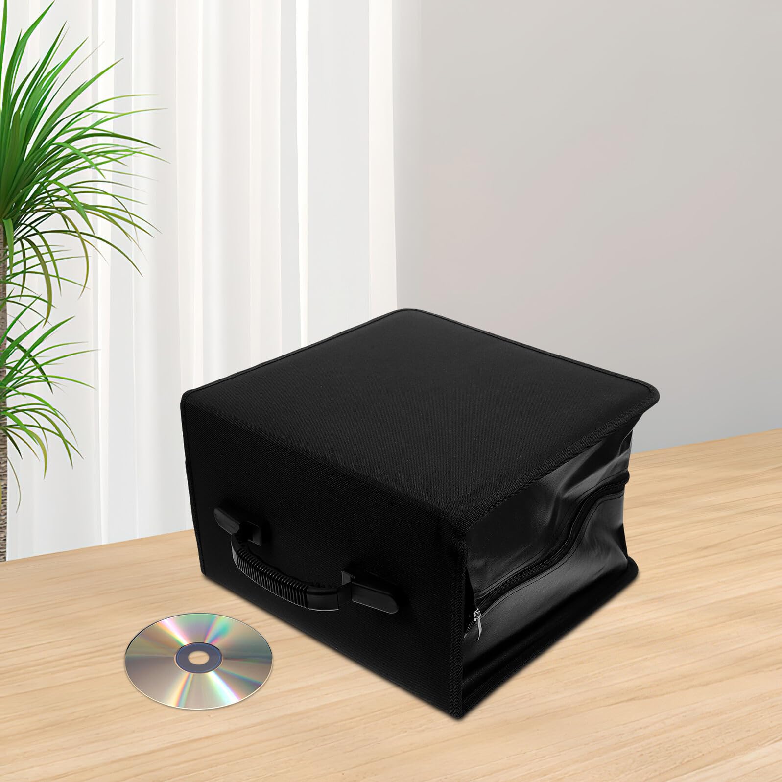 Porta Dvd CD in PU Ecopelle con Manico Organizer Dischi Custodia Grande per Viaggio e Protezione Dischi da Graffi Multiuso per Collezioni Ampie