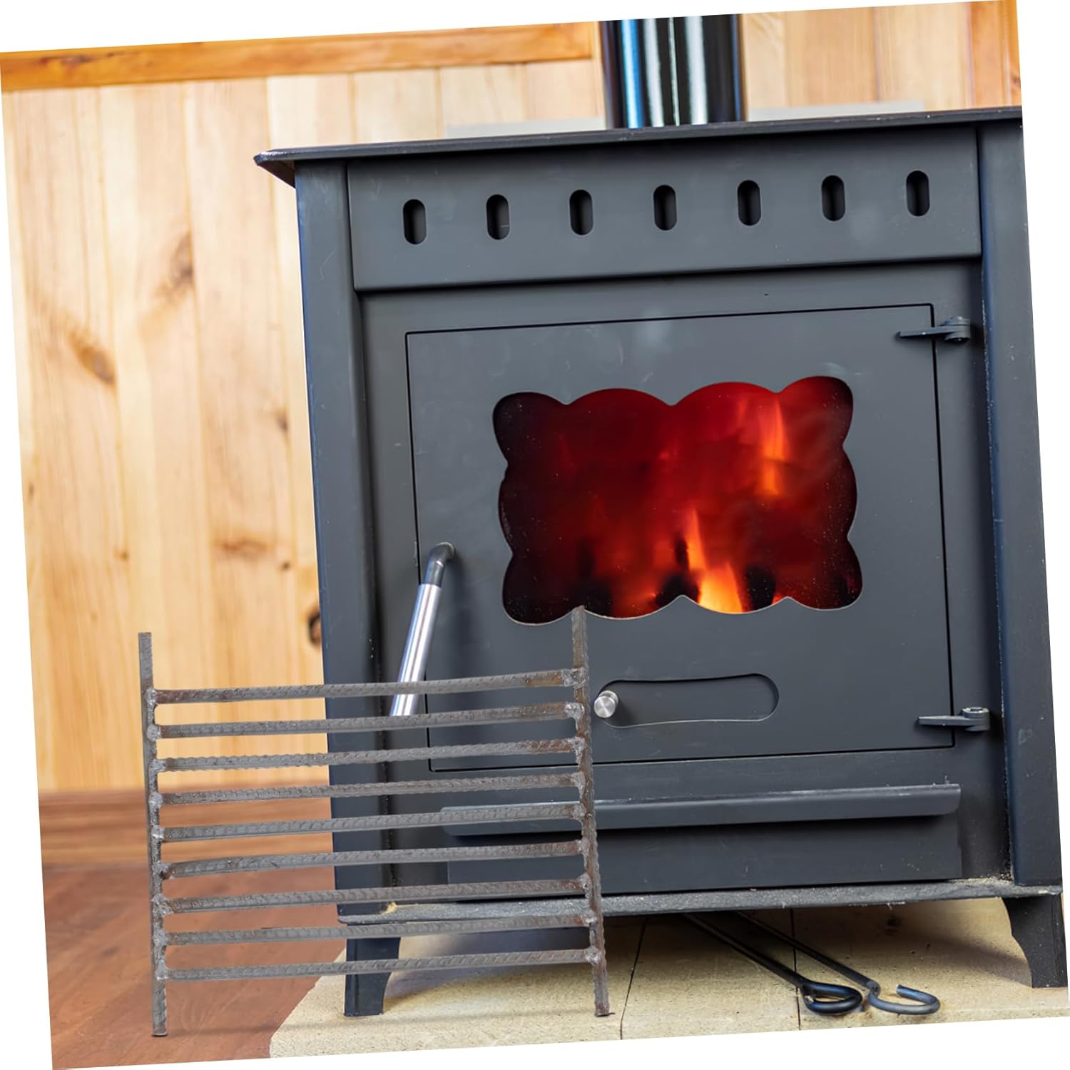GALPADA Heavy Duty Steel Fire Grate for Stove Fire Place Rack Durable Heat Resistant Bar Grill for Fire Pits Efficient Holder for Uniform Heat