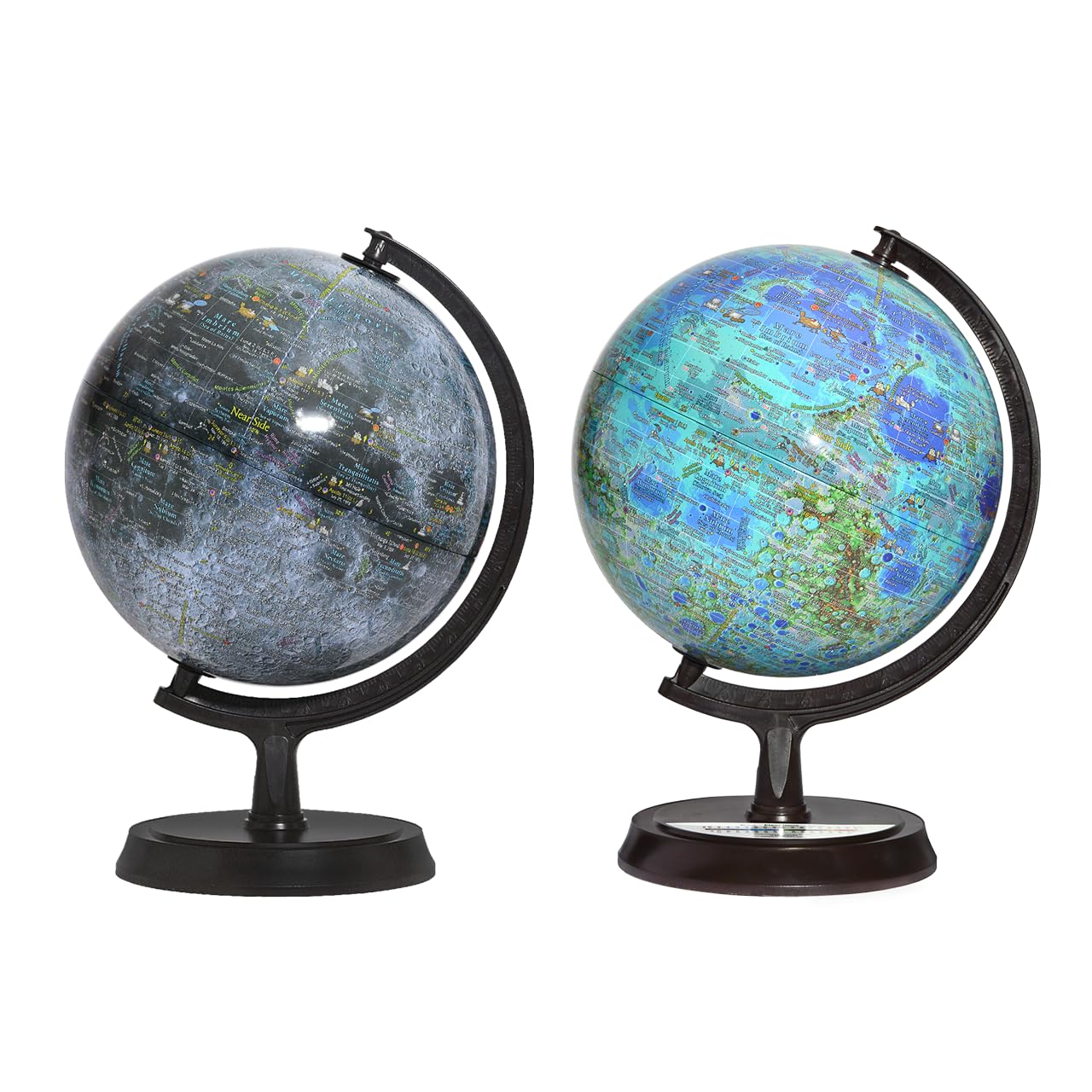 Mapsoft Twins - Set di mappe con topografia Moon 2, 24 cm, 2GT-24, globo lunare, mappamondo lunare, mappa lunare, Atlante lunare