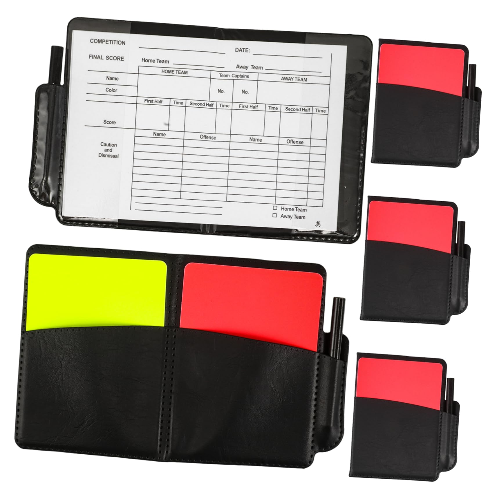 Abaodam Essential Soccer Referee Tools 4 Set Referee Cards Score Book Card Holder for Matches