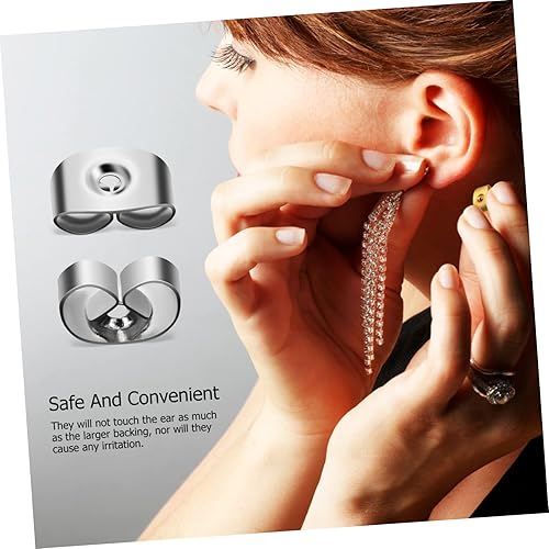 Miniatura 2 de EXCEART 100 Pairs Sterling Silver Earrings Back Alloy Earring Back Replacement Screw Earring Backs Earrings for Women Orrous Secure Ear Locks