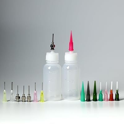 Jagua Henna Temporary Tattoo Kit - 2 pcs Applicator Bottles with 16 Tips Needles for Mehendi Tattoo Cone Paste | Beginners Heena Ramadan Kit Practice Set