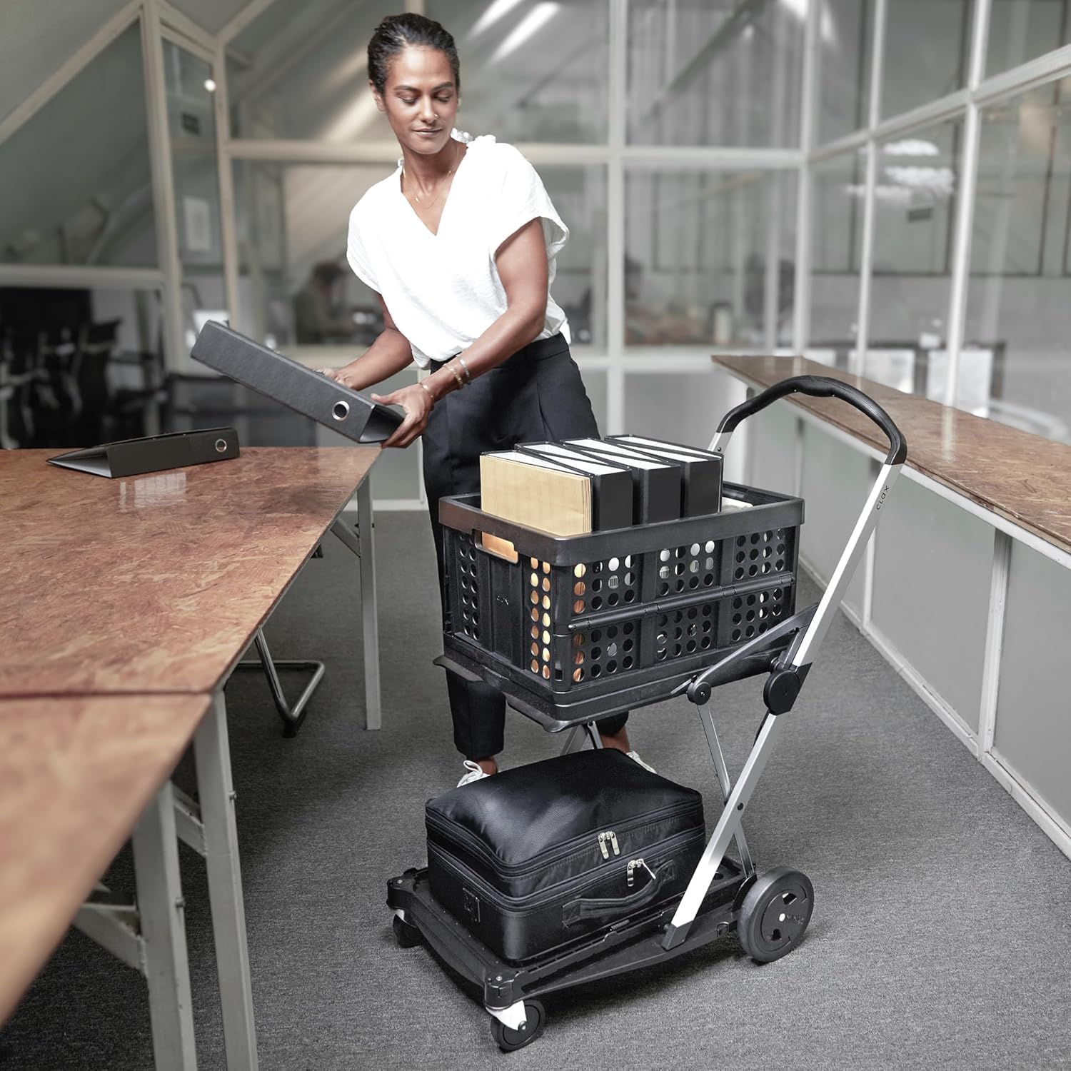 CLAX® Transport móvil Plegable (Original Directamente del Fabricante) | transportador de Material | Incluye Caja Plegable | Verde