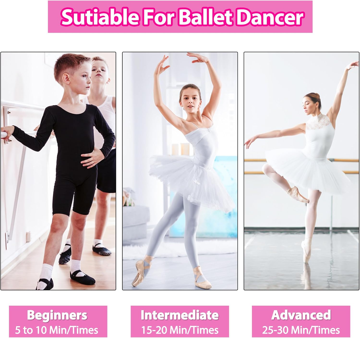 Uboway Ballet Foot Stretcher, Portable Dance Stretching Equipment with Elastic Stretch Band, Two Pads, Leg Strap, Small Bag for Easy Carry, Foot Stretcher for Dancers, Yoga People