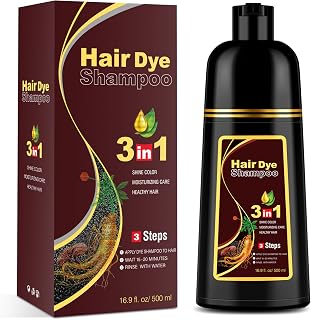 Coffee Hair Dye Shampoo 3 in 1 for Gray Hair Coverage, Hair Color Shampoo for Women Men, Herbal Ingredients Instant Champu Para Canas (16.9 Oz)