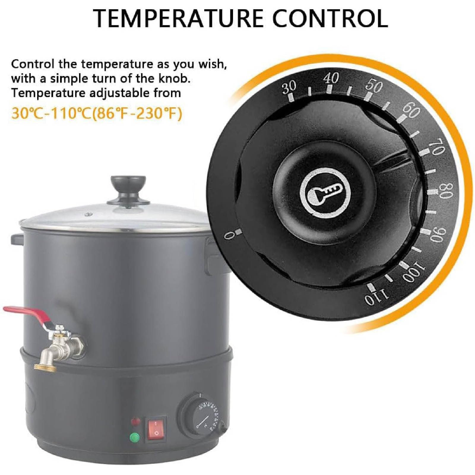 Fusor De Cera Para FabricacióN De Velas, Crisol De Cera EléCtrico De 10~12 L Con Boquilla De LatóN Para Base De JabóN De Cera De Soja, Suministros Para FabricacióN De Velas,10L