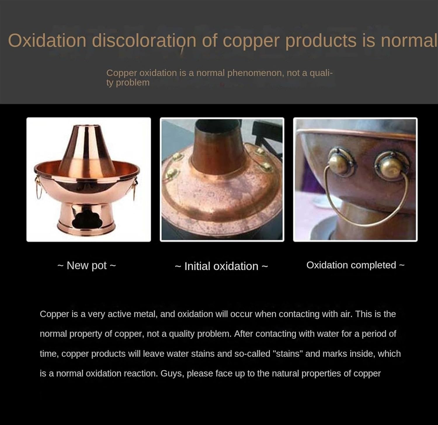 Hotpot Hot Pot Chinese Copper Thickened Hot Pot Boiling and Rinsing Dual-Purpose Pot Heating Shabu Shabu Hot Pot(34cm) (A 34cm) (A 34cm)
