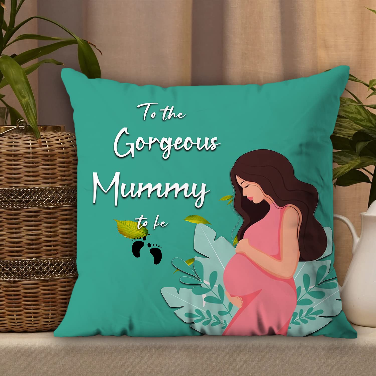AWANI TRENDS to The Gorgeous Mummy to be Pregnancy Gift for Wife Women Sister Pregnancy Gift for Baby Shower Mom to Be Gifts Printed Cushion Cover with Filler Gift Pack