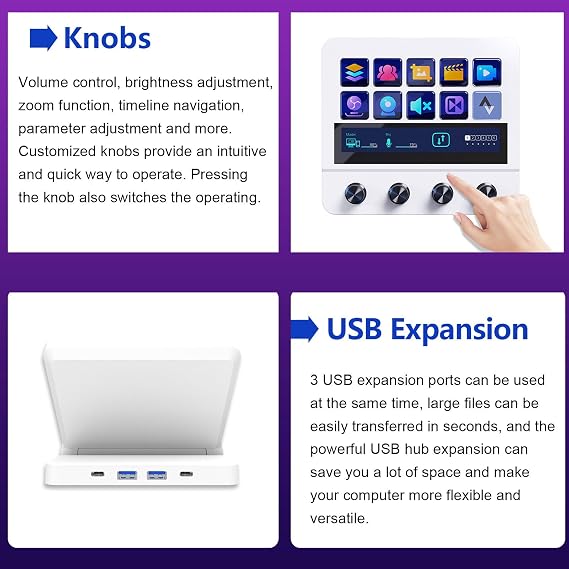 Stream Controller,Stream Control Deck with 10 LCD Macro Keys,Customizable LCD Buttons Studio Control Deck Keypad for PC Streaming,Compatible with OS X and PC