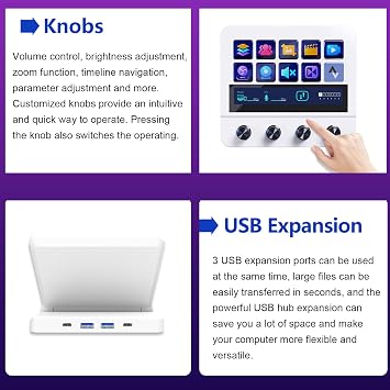 Stream Controller,Stream Control Deck with 10 LCD Macro Keys,Customizable LCD Buttons Studio Control Deck Keypad for PC Streaming,Compatible with OS X and PC