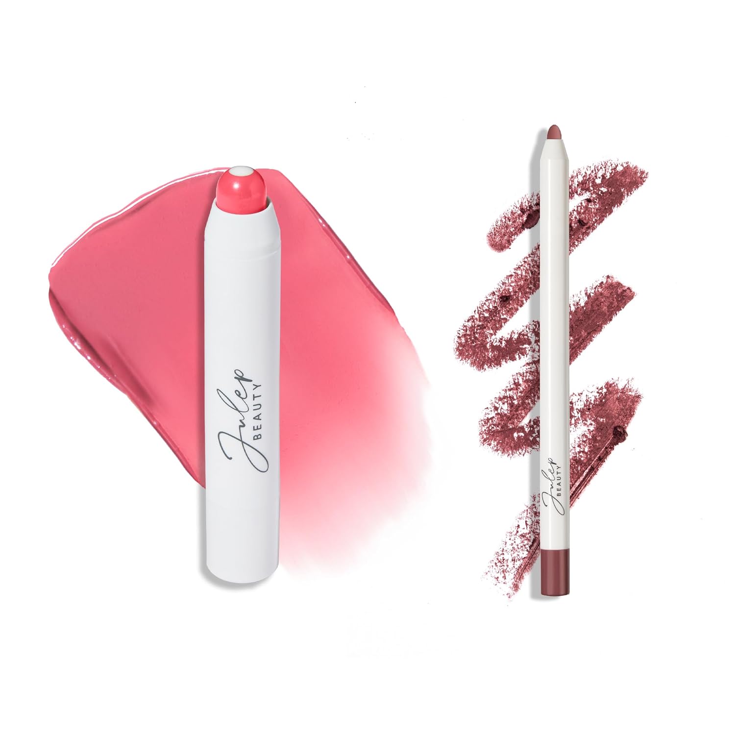 Julep The Perfect Pair 2pc Set: It's Balm Tinted Lip Balm Nectar Pink and With a Trace Retractable Creamy Long-Lasting Lip Liner, Antique Rose