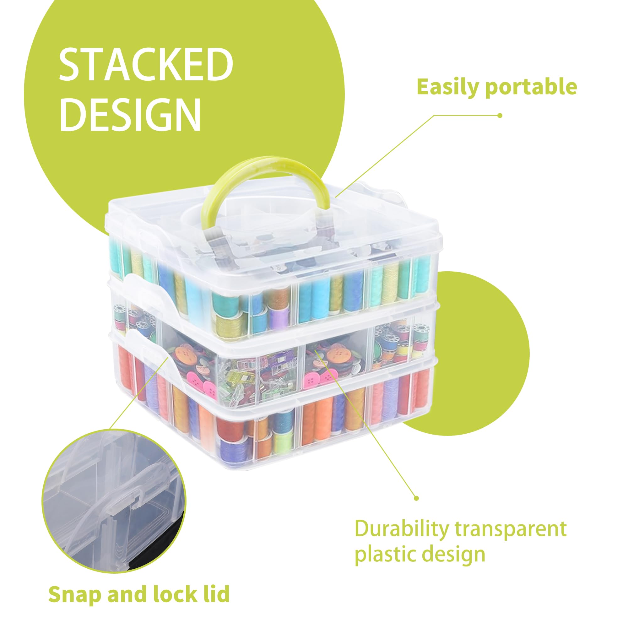 Embroidery Floss YKUKIZEE 2 Pack Storage Box 3 Tier, Clear Embroidery ...