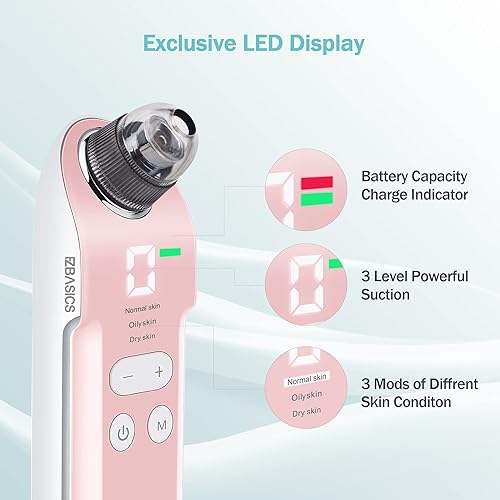 Miniatura 3 de EZBASICS Removedor de puntos negros, aspiradora de poros faciales, aspiradora de puntos negros, recargable, extracción de cabezas blancas con 3
