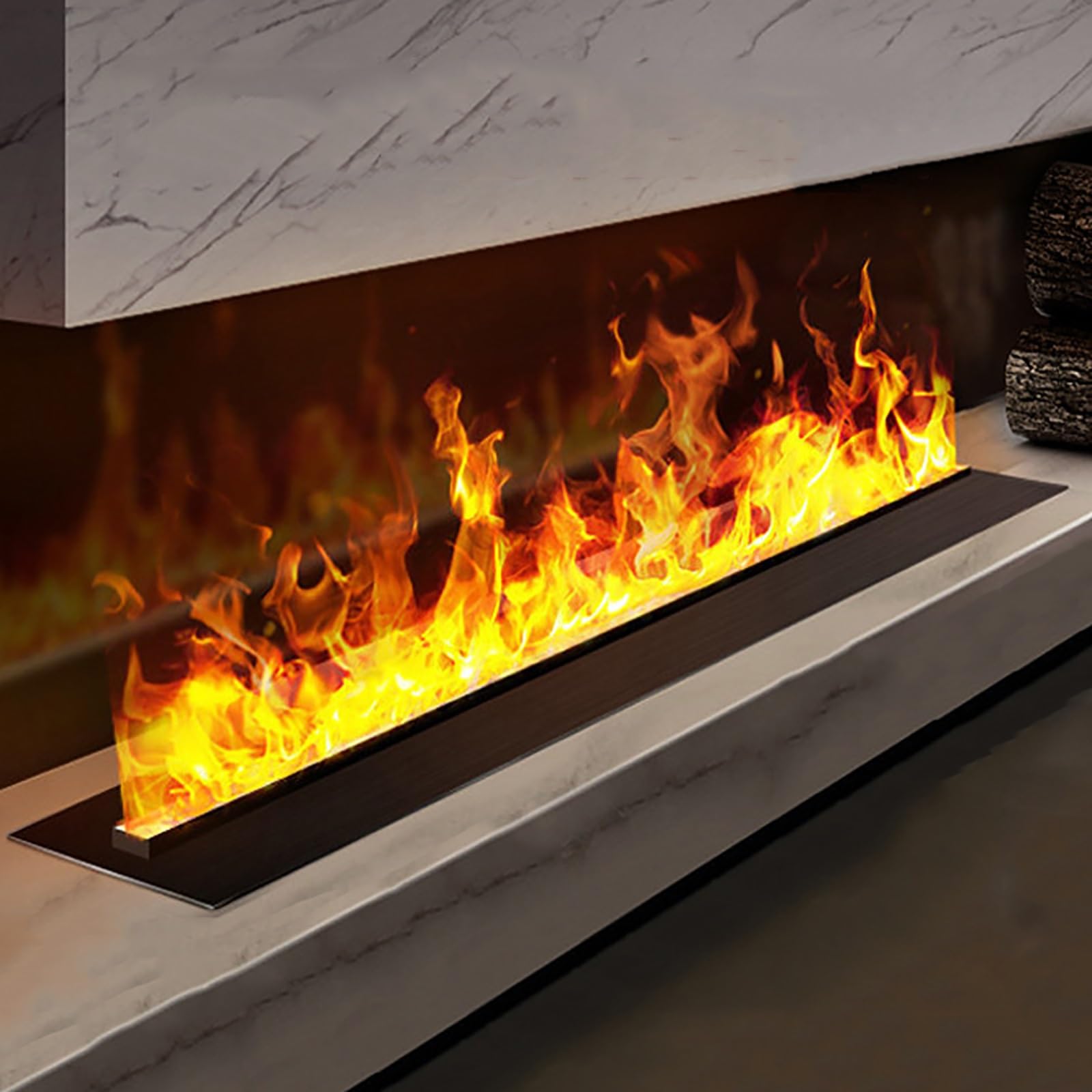 Electric Fireplace, 3D Water Vapor Fire Places Electric Fireplace, Realistic Atomized Flame, Control Electric Steam Fireplace Stove with Touch Screen/Remote Control, Automatic Water Filling(150x24x18c