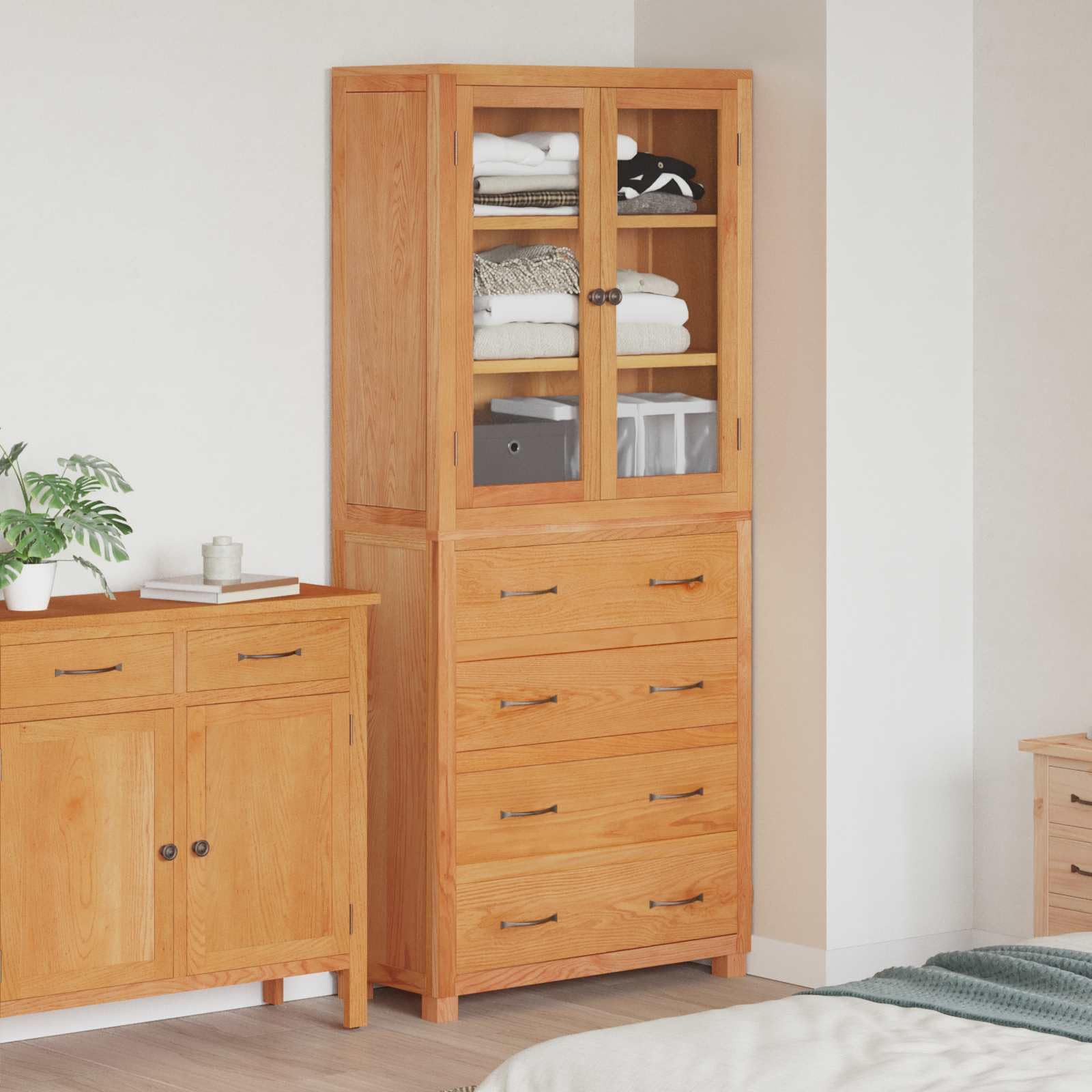 2-teiliges Möbel-Set aus Eichenholz 80 x 35 x 185 cm