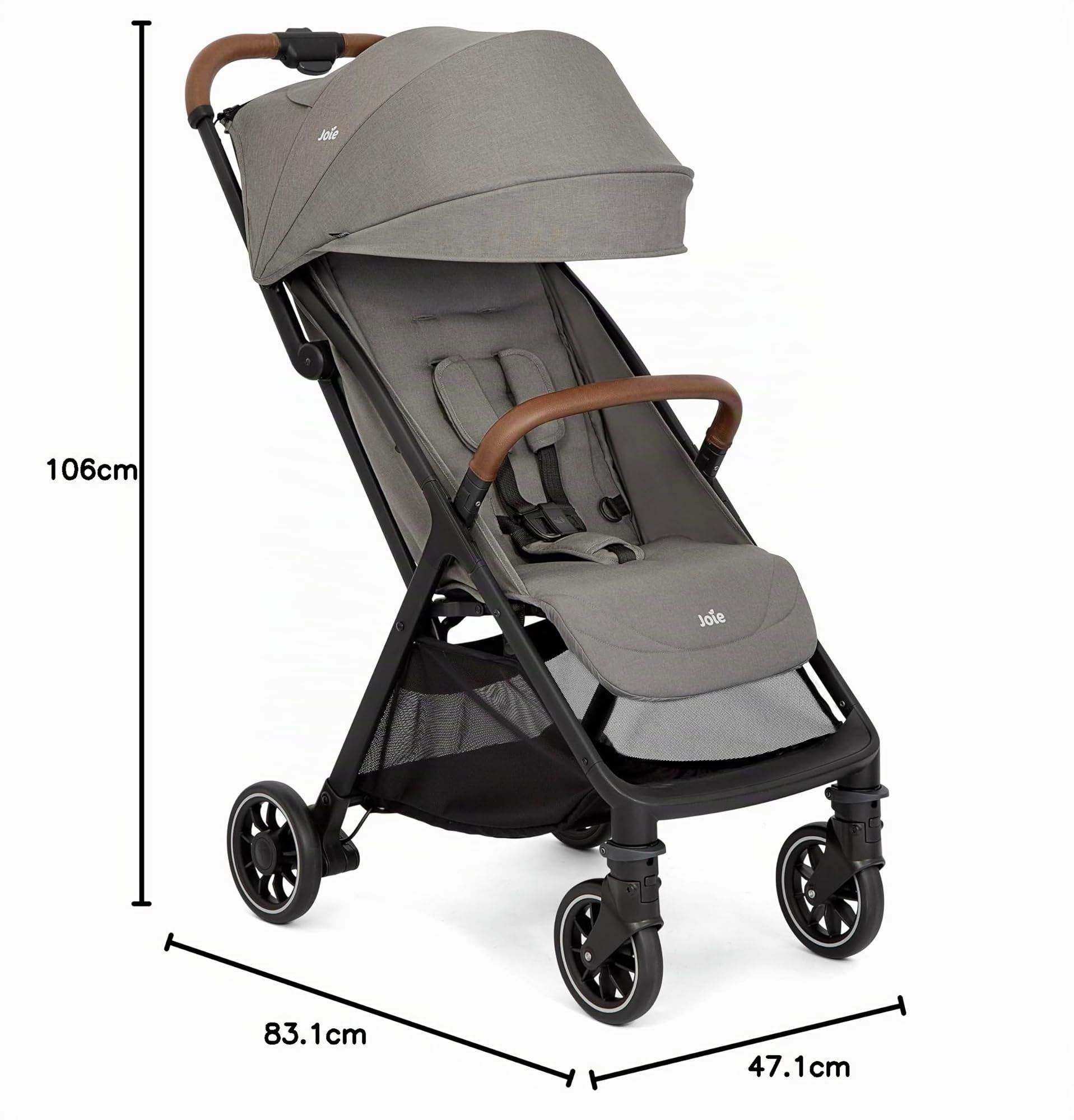 Joie pact™ pro passeggino – chiusura compatta ultraleggera, compatibile con sistema da viaggio, borsa inclusa – dalla nascita ai 4 anni (0–22 kg), pebble