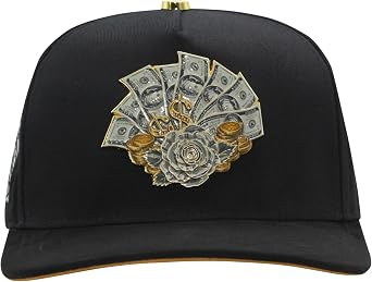 Ferreti Hats FT160 Money Hat for Men & Women - Premium Adjustable Black Snapback Hat, Gorras para Hombre Originales - Black Baseball Cap for Men
