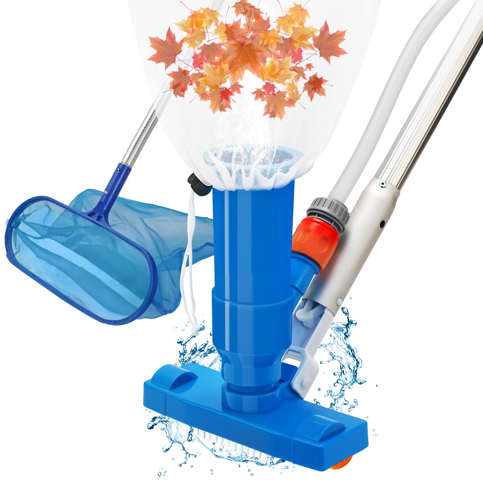 Aspirateur de piscine 1,4 m avec filet d'écumoire pour étang et spa